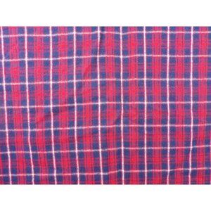 Fabric, Flannel, Cotton, Red-Navy-White Plaid, 42" w x 32" Uneven Cut
